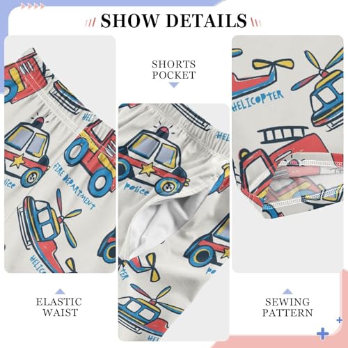 ZZXXB Fire Truck Helicopter Boys Long Pants Soft Trousers Elastic Waist Kids Lounge Bottoms with Pockets S-XL4