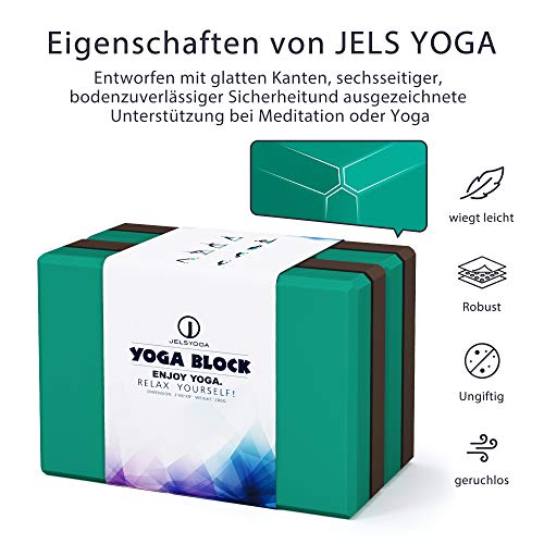JELS yogablok set van 2 - hoge dichtheid EVA-yogablokken - groot yogablok 15 cm x 23 cm x 2 stuks voor beginners, meditiatie en pilates, fitnessaccessoire voor regeneratie, rug, rekoefeningen - Image 4