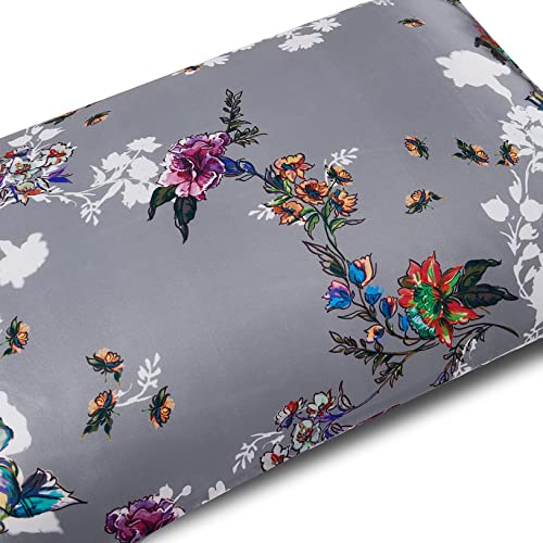 Satin Pillowcase For Hair And Skin Grey Satin Pillow Cases For Women 2 Pack Floral Satin Pillowcase Queen Size 100% Satin Pillowcase With Envelope Closure (20X30 Grey) #TOP3