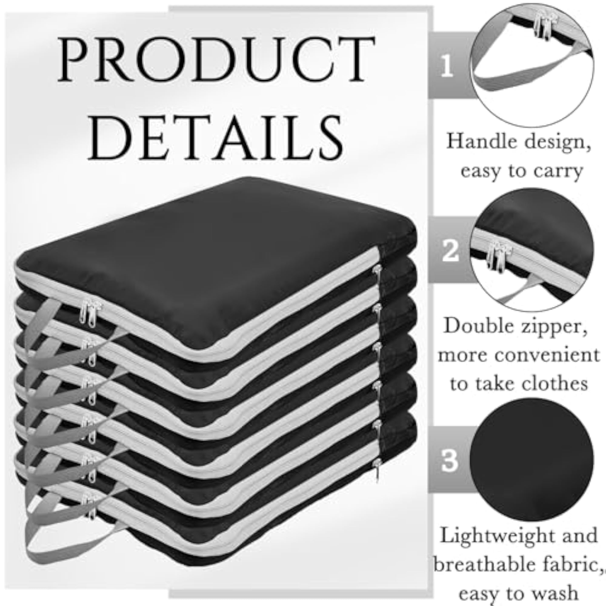 6 Pcs Compression Packing Cubes, Black