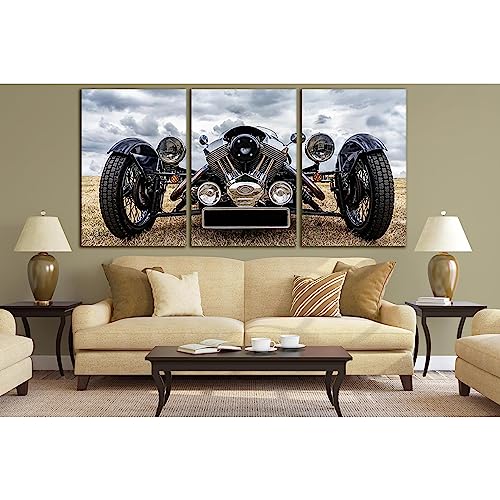 Voiture rétro №SL735 ZELLART grande toile 3 panneaux pour déco salon vintage