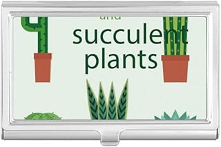 Succulents Potted Plant Cactus Illustration Business Card Holder Case Pocket Box Wallet