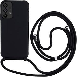 Keteen Handyband Hülle für Samsung Galaxy A53 5G Handyhülle mit Band, Slim Silikon Schutzhülle mit Abnehmbar Kordel, Stossfest Bumper Cover zum Umhängen Necklace Case für Samsung A53 5G - Schwarz