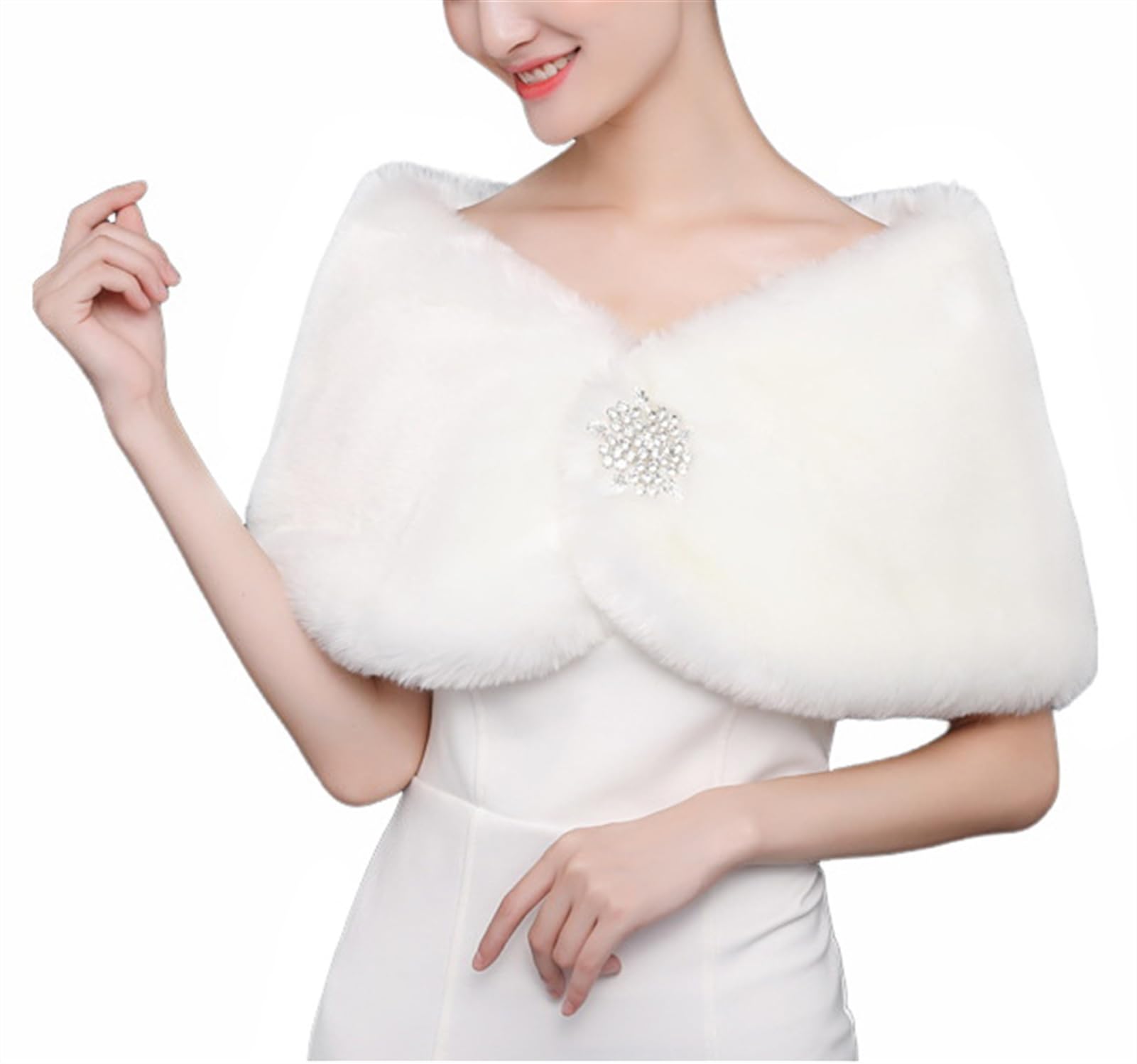 Stola Da Sposa In Pelliccia Sintetica – Brautstola – Lunga 100 Cm – Colore Nero – Per Matrimoni E Feste
