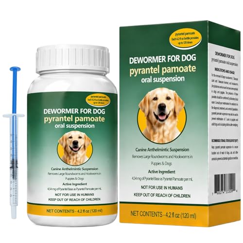 Dog Dewormer Liquid – Pyrantel Pamoate Formula for Roundworms & Hookworms Support, Fits for Dogs,...