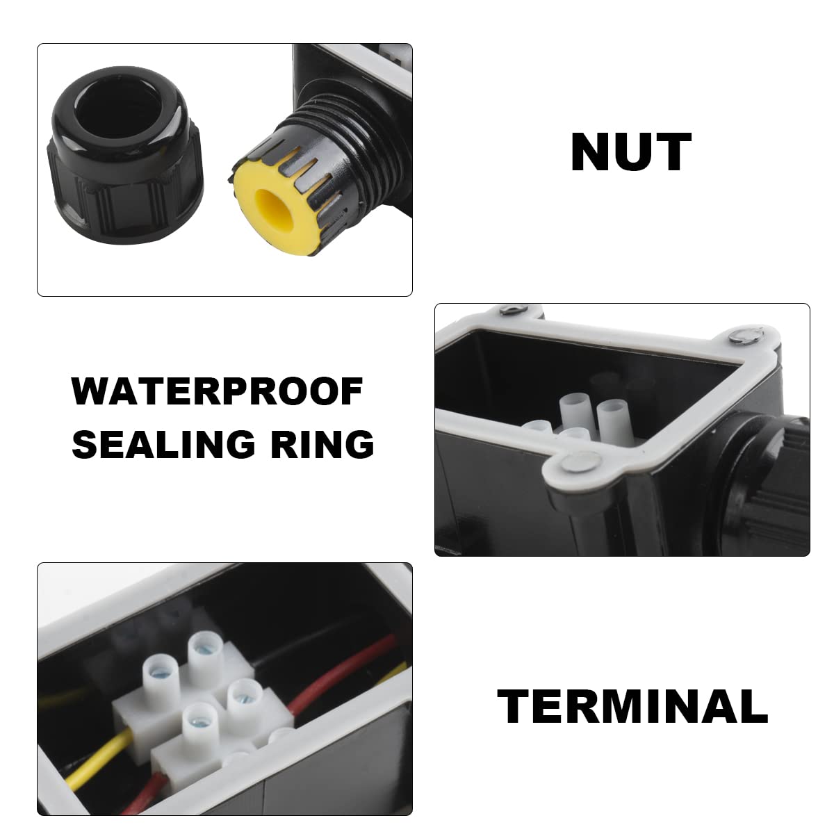 COMOPEZ Junction Box 2 Way Underground Electrical Junction Box Watherproof Box for Outdoor IP68 Waterproof Junction Box Cable Connector Wire Range 5-9MM and 9-12MM(2Pieces)