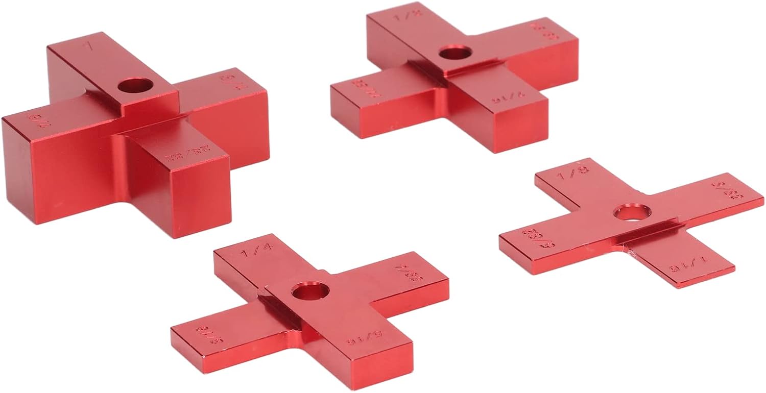 4 Pcs Woodworking Cross Height Gauge Precise Measurement, Aluminum Alloy CNC Machined Height Setup Blocks, Rust and Corrosion-Resistant