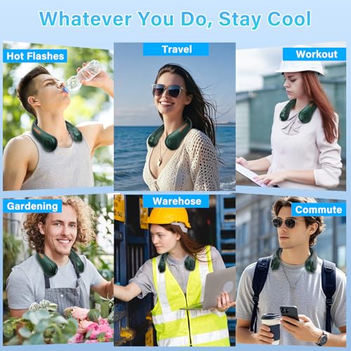 Portable Neck Fan Rechargeable, 5 Speeds, Lightweight, Long Lasting, Battery Operated All-Around Cooling Quiet Personal Fans for Travel Camping Cooling Essentials, Birthday Gifts for Women Men Mom Dad - Image 7
