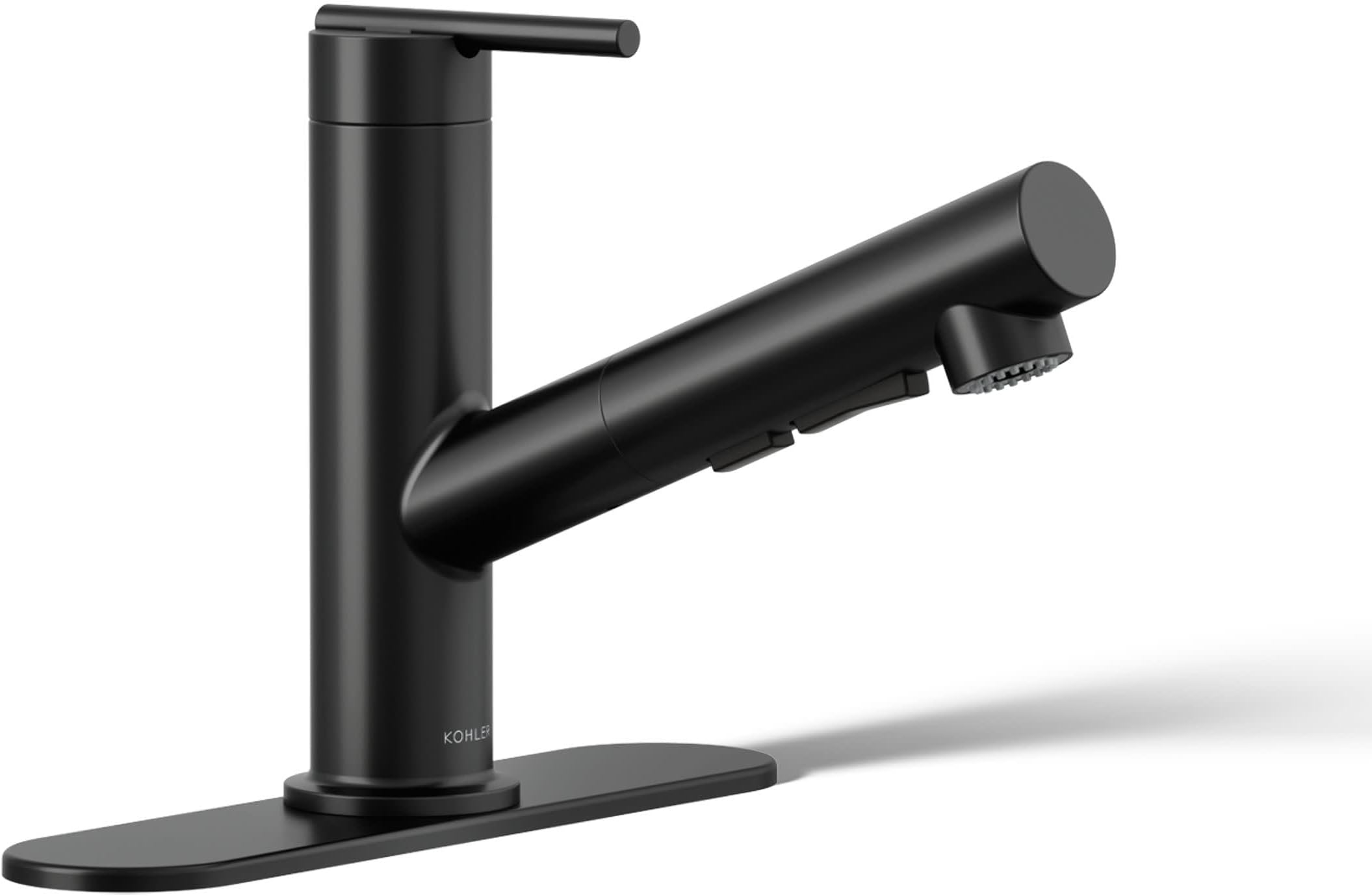 KOHLER 22976-BL Crue Pull-Out Kitchen Faucet, Pull Out Sprayer, Single-Handle Utility Faucet, Matte Black