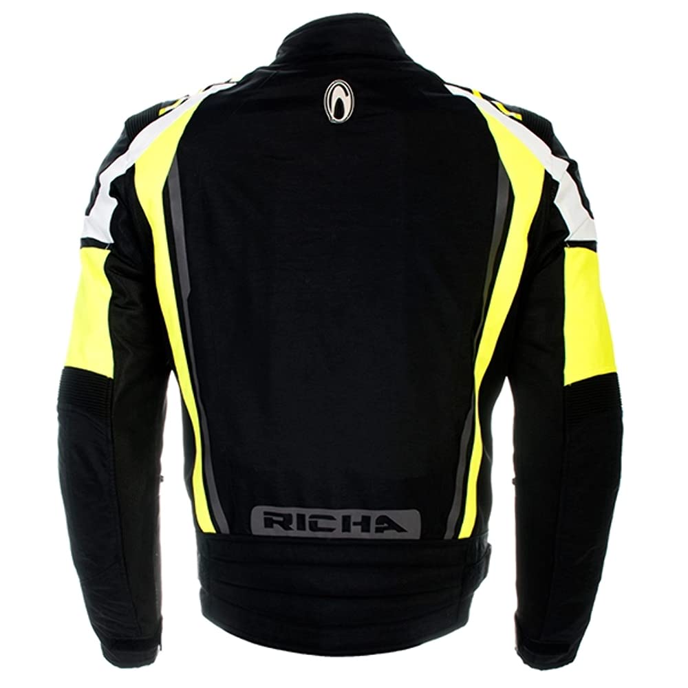 Richa Airwave - Chaqueta de moto impermeable y transpirable, color negro y fluorescente