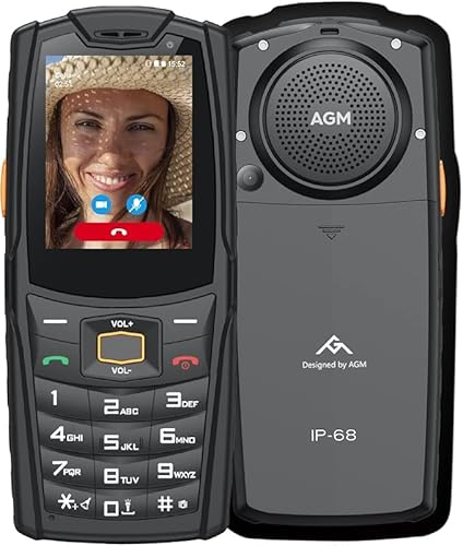 AGM M7 Outdoor Handy, Seniorenhandy Ohne Vertrag, 2.4" Touch Bildschirm mit großer Schrift, 109dB Lautsprecher, Notruf, Dual SIM, 2500mAh