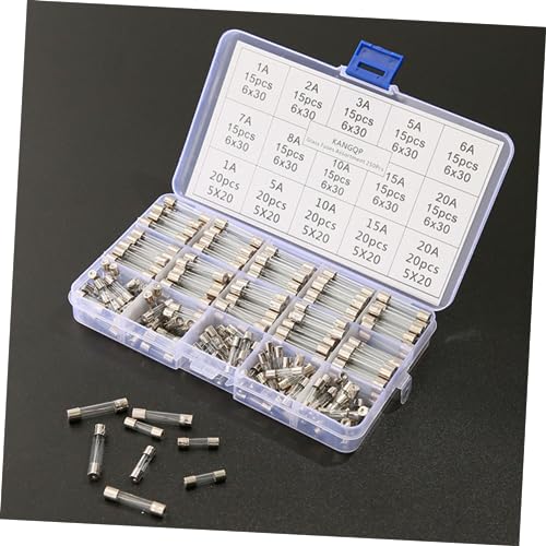 Kit de fusibles de tubo de vidrio OSALADI 1 set rápido estallido surtido para electrodomésticos, electrónicos y automotriz con estuche de almacenamiento miniatura 4