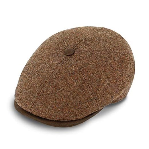 fiebig Barra 6-Panel Cap | Flatcap Made of 100% Virgin Wool Cap with Visor Made in Italy (62-XXL, Brown)
