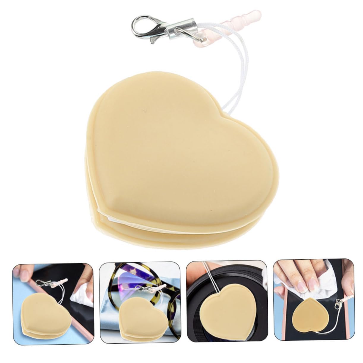 FOMIYES Heart-Shaped Portable Screen Cleaner Eyeglass Cleaner for Phone Camera Screens Lightweight Durable Multi-use Keychain Accessory for Travel Everyday Cleaning