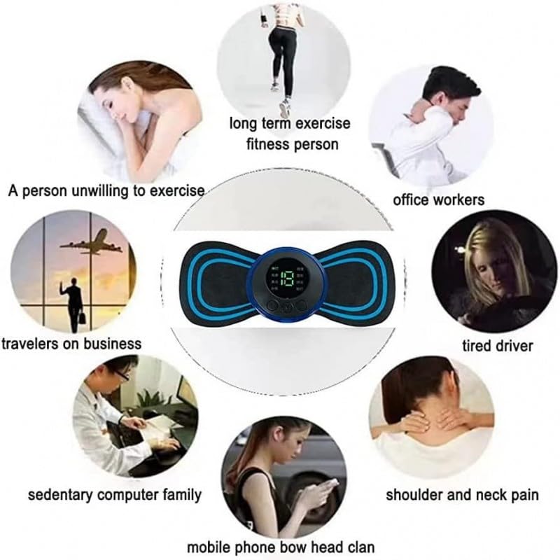 Image of Mini Massager with 8 Modes&19 Strength Levels,Rechargeable Electric Sticker,Cordless ,Portable Body Massage Patch For Men,Women,Shoulder,Arms,Legs,Neck Full Body,Multicolour