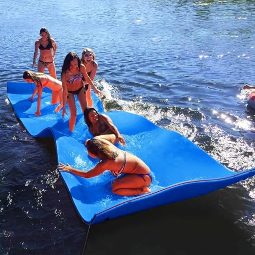 Water Floating Mat 18 FT Foam Lakes Lily Pad for Water Recreation and Relaxing Lily Mat for Party, Family Floating Mat for Lake, Beach, Ocean, Pool, Lily Mat Suitable for Multiple Users, Blue