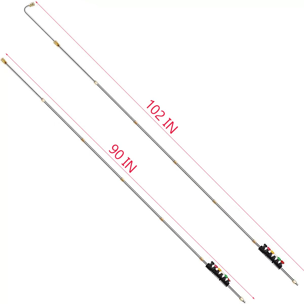 Rallonge pour Nettoyeur Haute Pression, 4000PSI Outil de Nettoyage de Toiture et de Gouttières, Barres d'extension with Tiges Incurvées & 6 Embouts de Buse, Baguette d'extension à Raccord rapide 1/4"