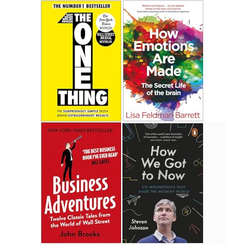 The One Thing, How Emotions are Made, Business Adventures, How We Got to Now 4 Books Collection Set