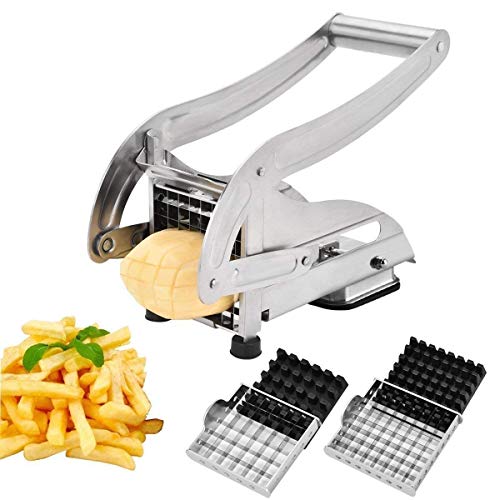 Image of Yorten French Fries Potato Chips Strip Cutting Cutter Machine Maker Slicer Chopper Dicer+2 Blades Maker Slicer Chopper Dicer + 2 Blades Material. Silver