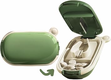 MURRI&MURRDI Small Pill Splitter, Portable Medicine Cutter for Pocket or Purse - Vitamins, Tablets, Medications Green