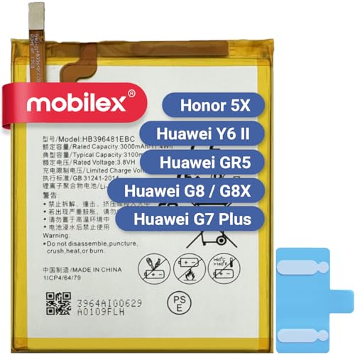 MOBILEX® Batería HB396481EBC para Huawei G8 / GX8 / G7 Plus/Honor 5X / Huawei GR5 / Y6 II | 3000mAh   OEM | Interna Repuesto con Adhesivo | Capacidad Original