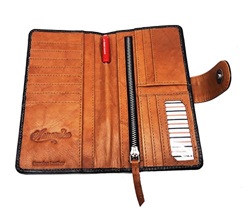 LW-1803 Black Leopard Ladies Wallet|10 card slots|1 card window|4 slide pockets|1 zip pocket | cowhide black leather & Cowhide Leopard4