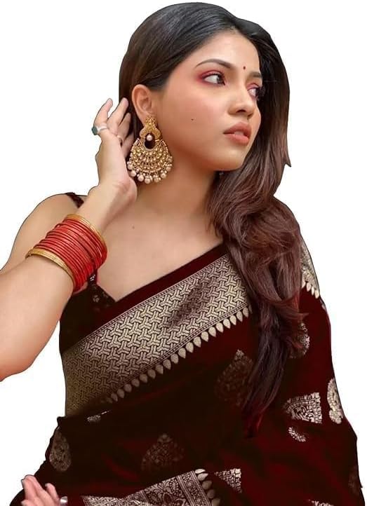 Enterprise Women's Pure Kanjivaram Silk Saree Soft Design With Blouse Piece For Wedding (Pari122-51)