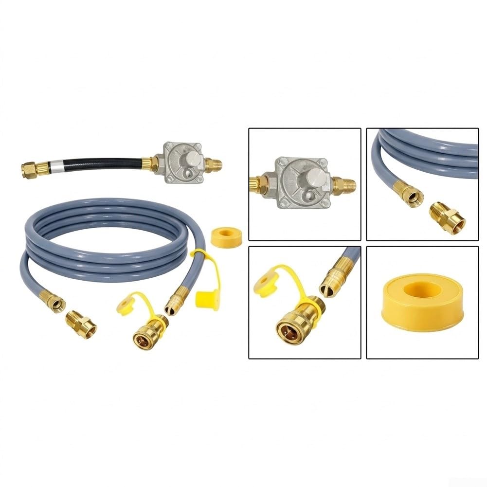 Fauhapyway Quick Connect Gasschlauch-Set, 3 m, mit Regler für Grill