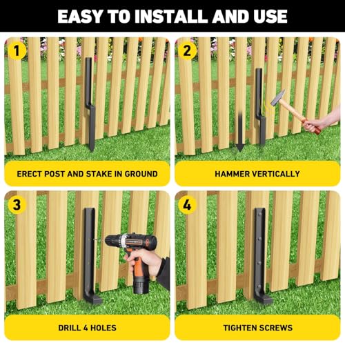 BAVNNRO 8PCS Fence Post Repair Kit, Heavy Duty Fence Post Repair Stakes, Anchor Ground Spike for Fix Broken Wooden Support by BAVNNRO - Image 4