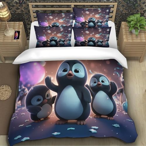 Housse de Couette Pingouins Hypoallergénique et Douce en Microfibre 3D - 5