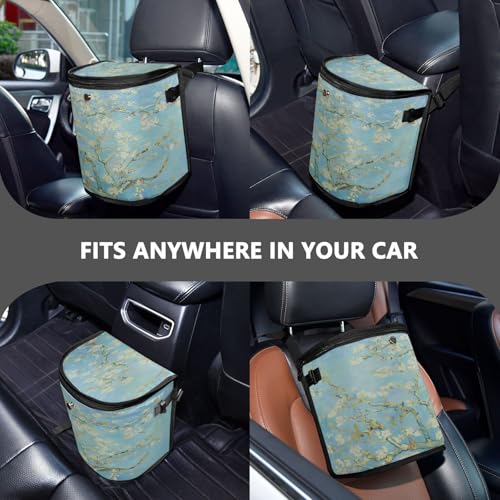 Image of senya Car Trash Can Car Garbage Can Car Waste Basket,Almond Blossom Leak-Proof Car Trash Bin, Car Trash Hanging Car Accessories Interior Car Organizer Bag