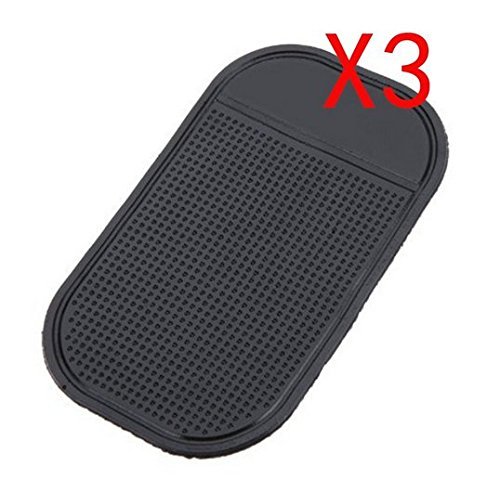 Accmart Magic Anti-slip Non-slip Mat Car Dashboard Adhesive Mat Sticky Pad for Cell Phone Cd Electronic Devices Phone Pad Black (Pack of 3)