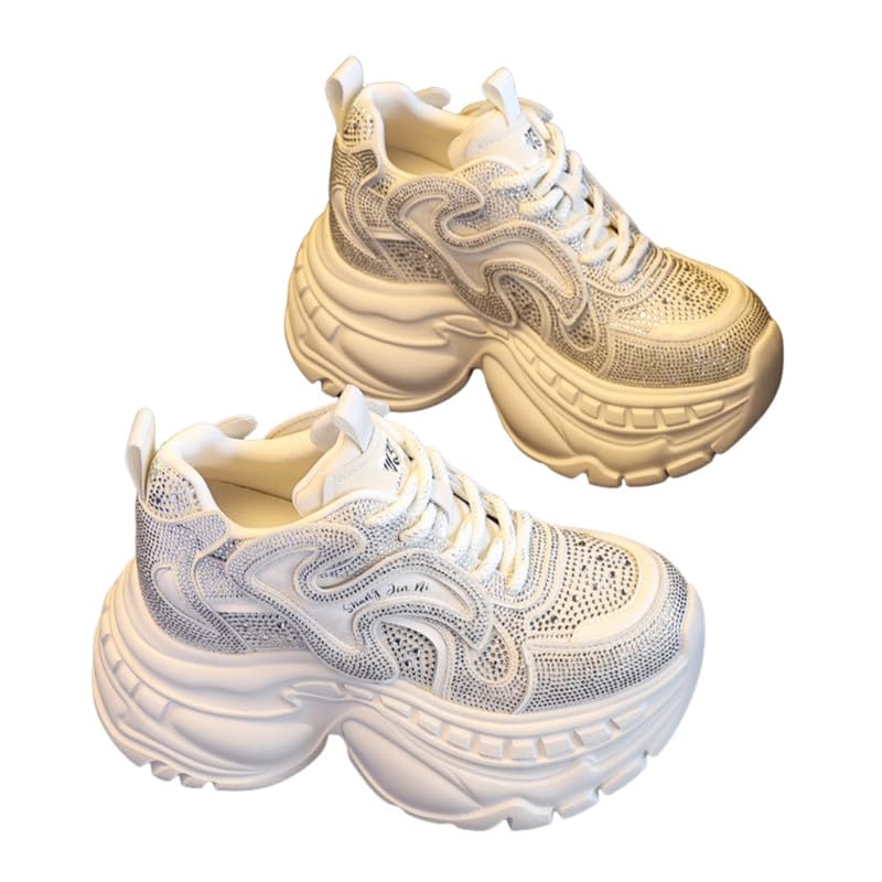 Women's Thick Sole Heightening Shoes | Rhinestone Fashionable Sports Casual Footwear-image-11
