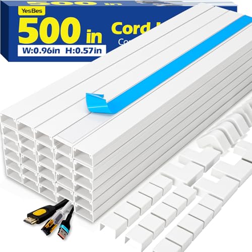 500in Cord Hider Kit, Cord Covers for Wires on Wall, Paintable Cable Raceway, Cord Hider for Wall...
