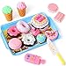 LOVESTOWN Pretend Desserts Food Toy, 15 PCS Play Food Desserts Set for Kids Kitchen, Play Dounts for Toddlers,Toy Food Ice Cream Cupcake Baking Plastic Play Food for Girls Boys Birthday Gift