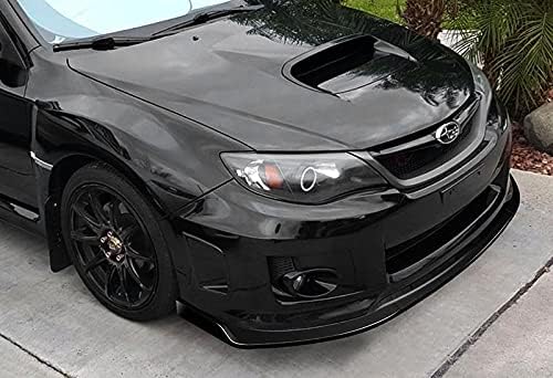 PU/507/PBK Painted Black CS2-Style Front Bumper Body Kit Splitter Lip 3PCS Compaitble with 2011-2014 Impreza WRX STI
