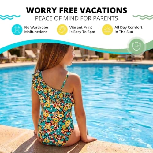 Image of Kanu Surf Girls Morgan Floral Ruffle 1-Shoulder 1-piece Swimsuit