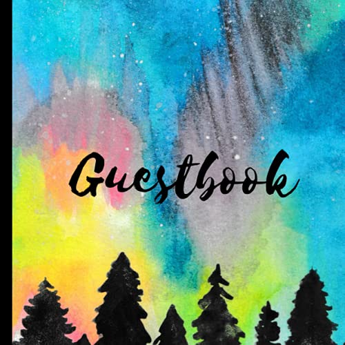 Guest Book Northern Lights Cabin Guestbook – Guest Entry – Welcome to our cabin – Rustic disolay book - Fall Winter Time Christmas Watercolor: Moutain ... Rental Logbook (Vacation home guestbooks)
