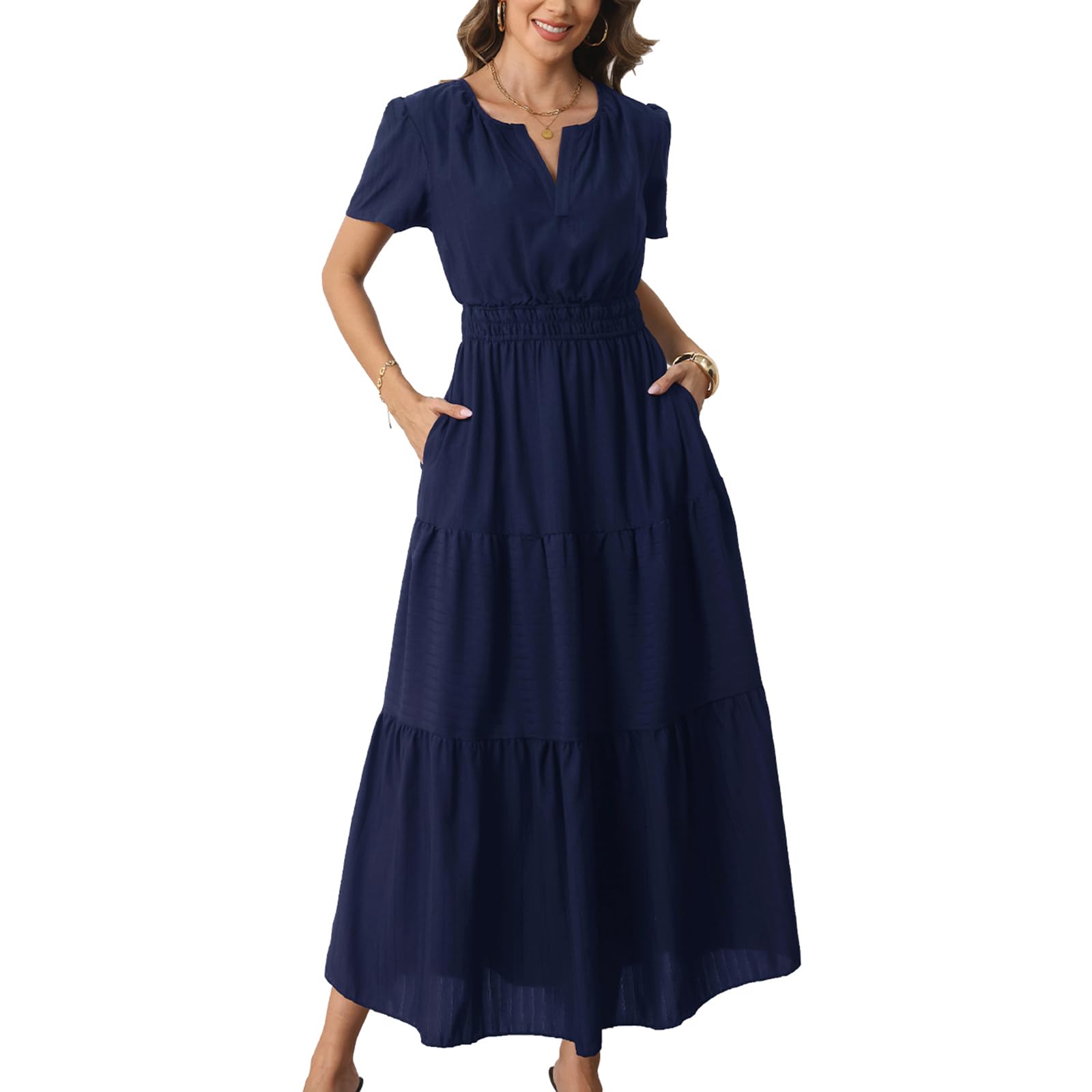 Women's Summer Short Sleeve Maxi Dress