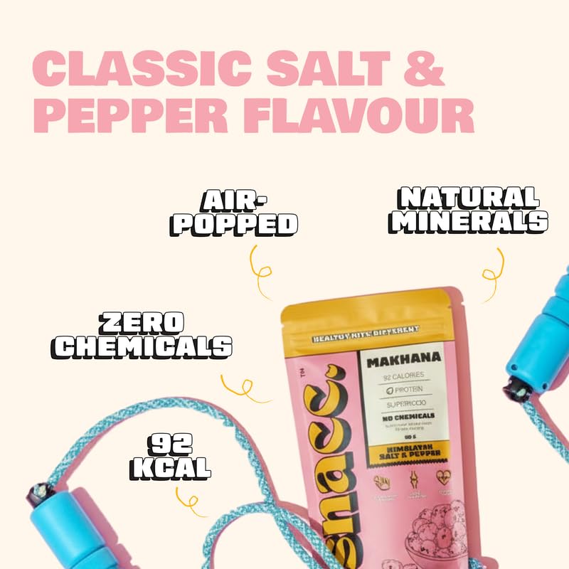 Image of Snacc Himalayan Salt & Pepper Makhana, Spicy Roasted Fox Nuts, Protein Rich, Gluten Free, MSG Free, Zero Trans Fat, Zero Sugar, Low Calorie (Pack of 2, Salt & Pepper)