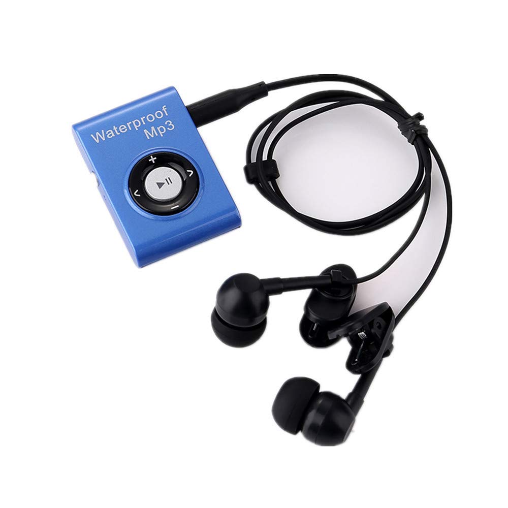 IPX8 Wodoodporny odtwarzacz MP3, wbudowany 8 GB, sport, pływanie, bieganie, nurkowanie, surfowanie, MP3, muzyka z radiem FM i funkcją tasowania, słuchawki Hi-Fi, niebieski