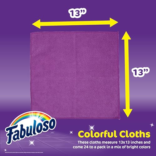 Image of Fabuloso Microfiber Cleaning Cloths, Rainbow, 13x13 in, 24 Count