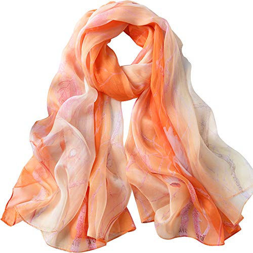 Foulard Donna Seta Sciarpa Leggero Lungo Elegante Naturale 100% Silk...