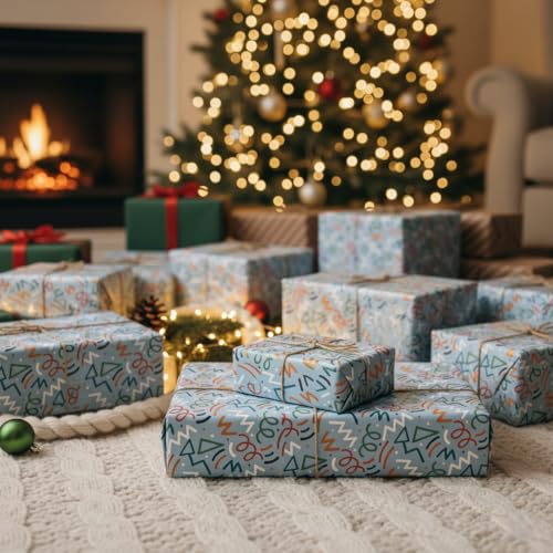 Image of QIPS | NUKKAD Printed Gift Wrapping Paper - Pack of 10 Sheets (19 inch x 29 inch) | Glossy Finish, 80 GSM Acid-Free Paper | Ideal for Birthdays, Baby Showers & Festivals (Abstract)