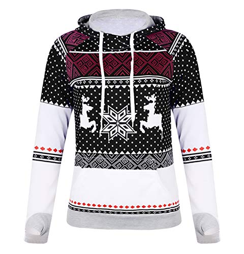 Felpe Natalizie Donna Cappuccio Pullover Natalizio...