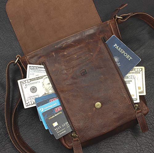 Image of Genuine Leather Crossbody Purse and Handbags - Crossover Bag Over the Shoulder