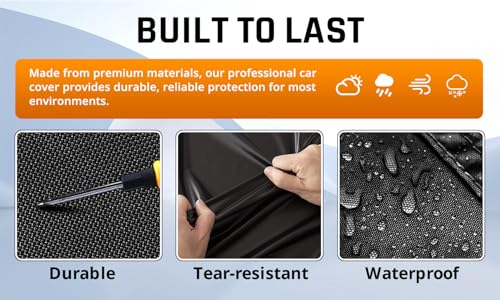Image of Small Car Cover Waterproof All Weather Protection with Silver Stripe Design,Universal Fit Nissan Versa, Hyundai Accent, Kia Rio Sephia,Audi A3 80 90, Honda City Insight
