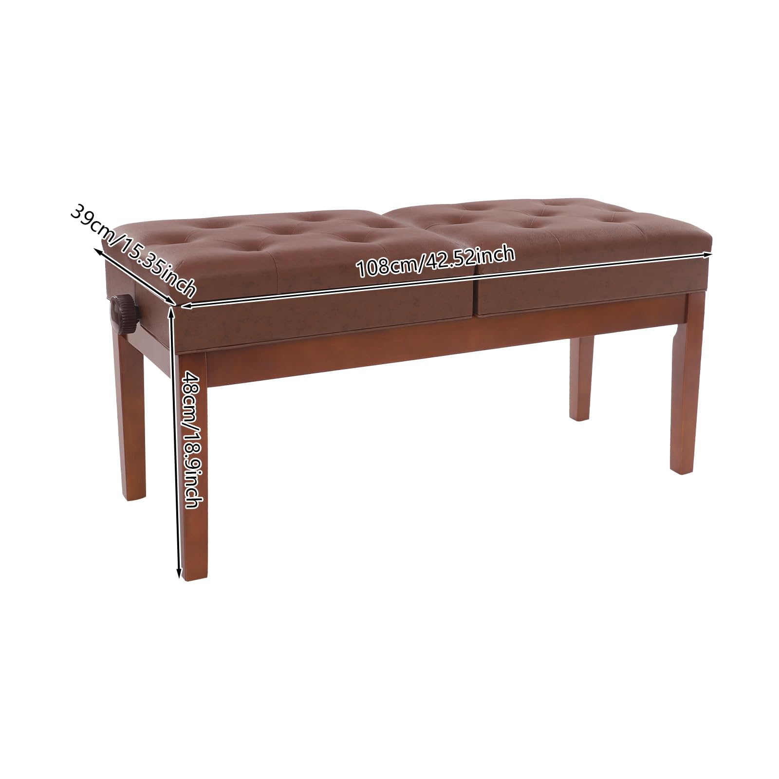 Zweisitzige Klavierbank, Verstellbare Duett-Klavierbank mit Stauraum für Hause Schulen Konzerten Musikstudios 108 * 39 * 48 cm