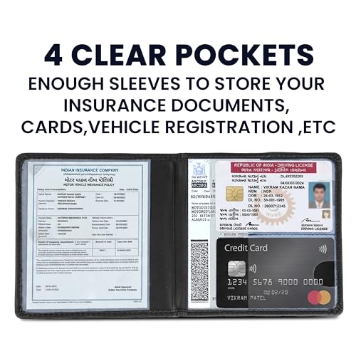 Image of Storite Car Document Holder Organizer | RC, Insurance, PUC, Driving Licence Storage Wallet | Vehicle Glove Box for Registration & Owner Manual Papers (Black)
