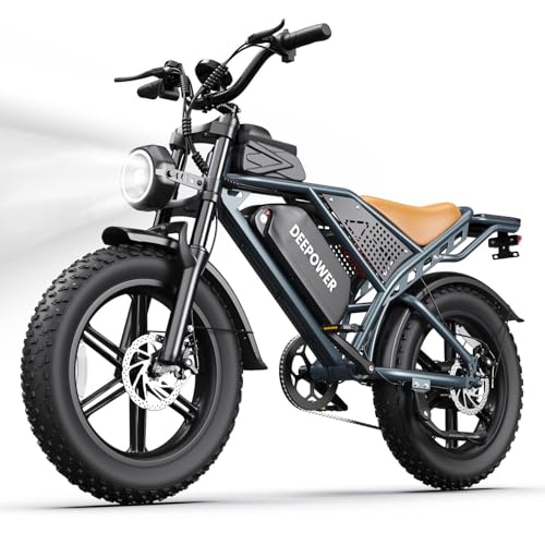 DEEPOWER Electric Bike for Adults,2000W Peak Motor&28MPH Electric Dirt Bike，48V